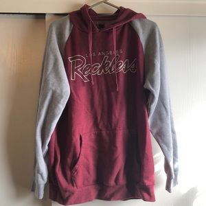 Large Reckless burgundy and grey hoodie